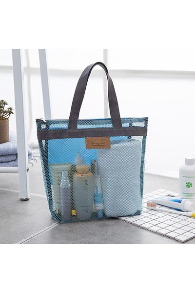 Choice Blue Mesh Makeup Toiletry Storage Bags Handbags Portable Travel Washing Body Shower Tools Organizer