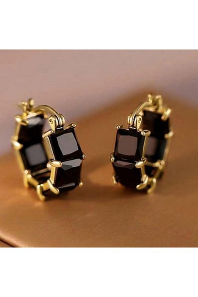 Choice E4220 Huitan Princess Square White/Black CZ Hoop Earrings for Women Luxury Accessories Wedding Party