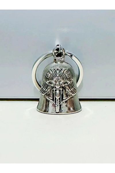 Choice Silver Keychain Fashionable Angel Wings Motorcycle Bell Pendant Keychain Punk Rock Men's Riding Part