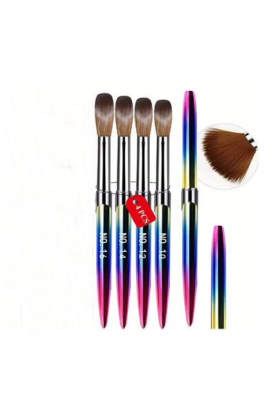 Choice 4pcs Acrylic Nail Art Brush Set 4pcs Acrylic Nail Brush Set Size 10/12/14/16 For Acrylic Powder Appl