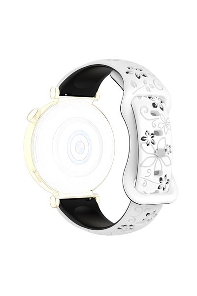 Choice 16mm White with Black 12/16/18/20/22mm Silicone Two-Tone Flower Soft Sport Strap for Amazfit GTR, Hu