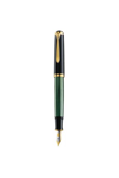 Pelikan Souveran M600 Fountain Pen, Material Resin, Color Black-Green, 14k Gold Plated Nib & Accessories