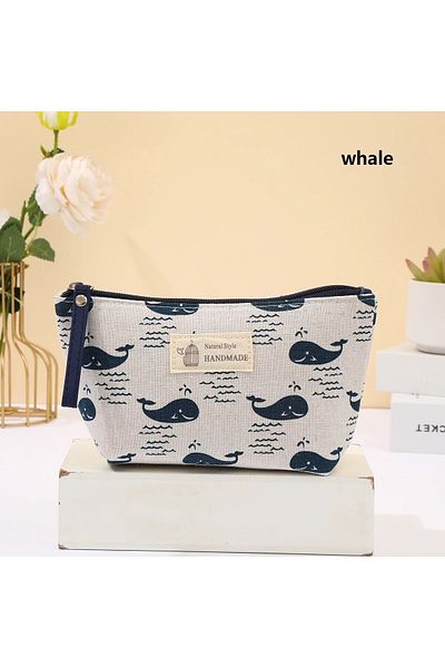 Choice whale New Canvas Cosmetic Bags Zipper Opening Key Card Holder Cartoon Student Pencil Case Coin Purse