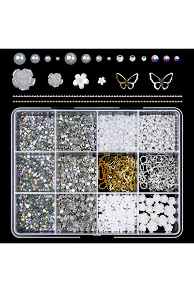 Choice ZB132-5 12 شبكة/صندوق زينة أظافر ثلاثية الأبعاد على شكل قلب لؤلؤي مزين...