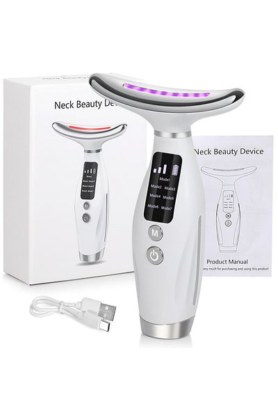 Choice White EMS Micro-current Neck Face Beauty Device 7 Color Facial Massager for Enhanced Face Neck and S