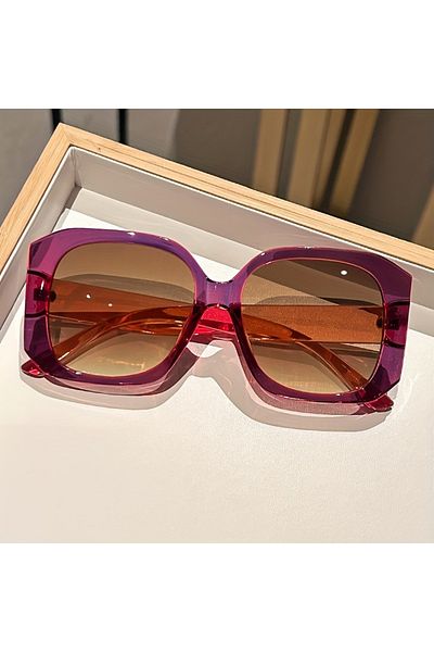 Choice Purple Festive Beach Party Club Sunglasses: Oversized, Square Frames in Vibrant Colors - Perfect for