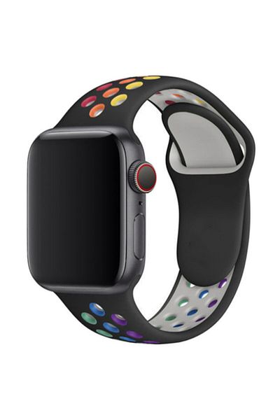 Choice 42 44 45 49 46mm ML Black rainbow Original Silicone Strap For Apple Watch 44mm 45mm 40mm 41mm 46 42m