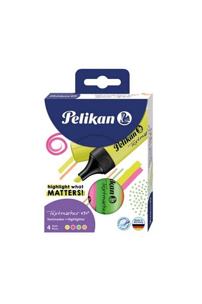 Pelikan Textmarker 490, Material Plastic, Color Set of 4, Cardboard Box
