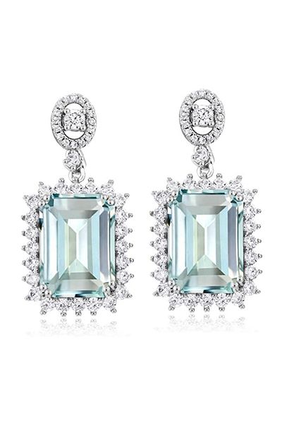 Choice E2216 Huitan Aesthetic Light Blue Cubic Zircon Dangle Earrings Women Engagement Wedding Luxury Acces