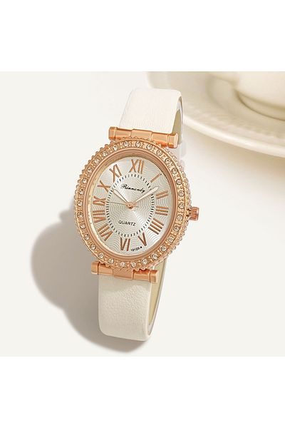 Choice White Women's Watch Quartz Fashion Wristwatch Women Pu Leather Watches Ladies Clock Festival Gift Va