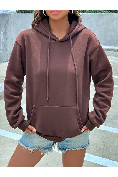 Lider Leather Hanorac de damă supradimensionat, croială confortabilă, cu glug...