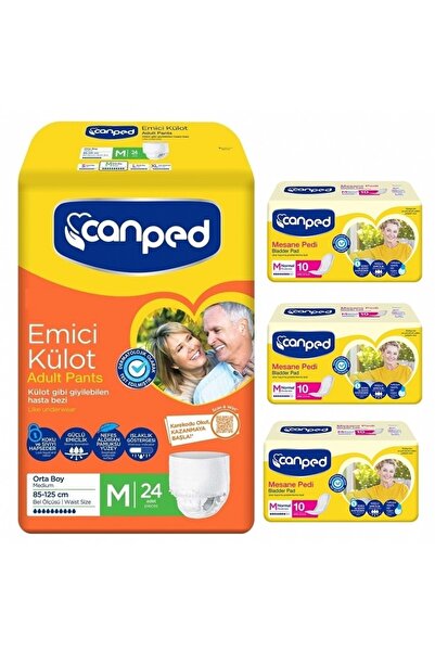 Canped Emici Külot Orta M-Medium 24 Adet + 3 Adet Mesane Pedi Normal