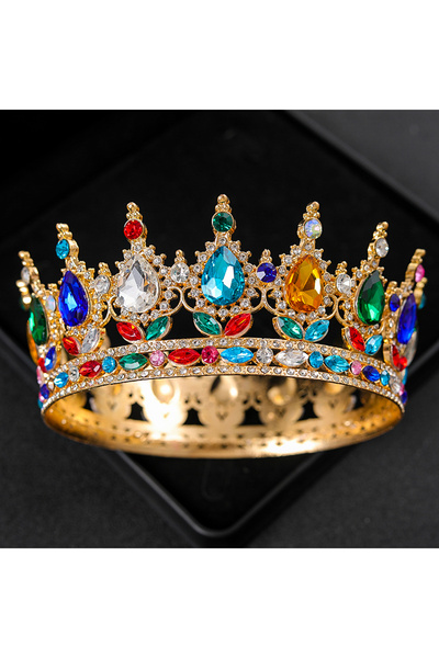 Choice تيجان وحفلات زفاف من الكريستال الباروكي متعدد الألوان مرصعة بأحجار الر...