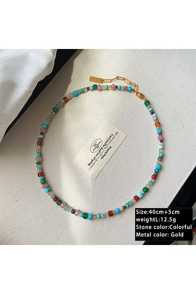 Choice Necklace Colorful Natural Stone Beaded Necklace 2024 Women's Sweet and Fashionable Jewelry Set Elega