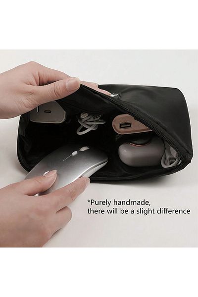 Choice black NEW Simple Cosmetic Bag Portable Multi-function Data Cable Storage Bag Travel Mobile Digital D
