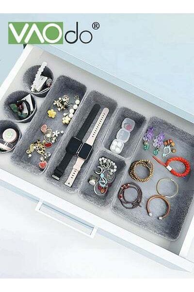 VAODO 8PCS Desk Drawer Organizer Grid Finishing Felt Material Large-Capacity Office Storage Box