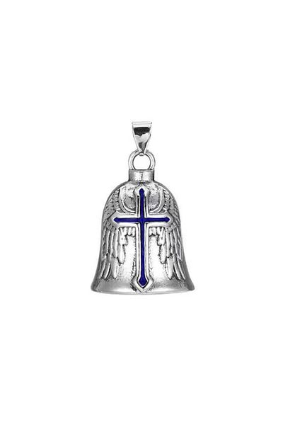 Choice Blue Vintage 3D Design Motorcycle Guardian Bell Retro Wing Design Biker Good Luck Charm Alloy Punk S