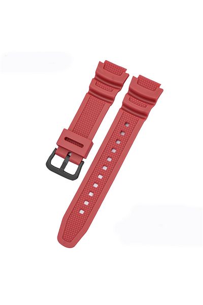 Choice 18mm Red-Black Buckle 18mm Rubber Watchband For AQ-S810W S800W AE-1000W SGW-400H 300H 500H W735H Sil
