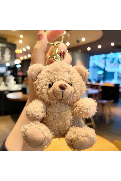 Choice Gray Cute Bear Cartoon Keychain Plush Doll Car Key Chain Girl Bag Pendant Claw Machine