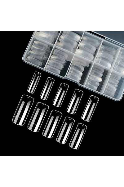 Choice BP001-4 500 Pieces of Transparent and Natural-Color Nail Tips, Half a Set of Square Flat Nail Tips,