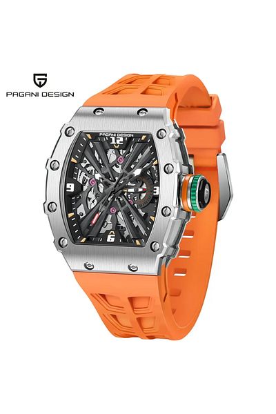 Choice Orange PAGANI DESIGN 2024 Luxury Mens Quartz Watches Barrel Shape Waterproof Wrist Watch For Men VH6