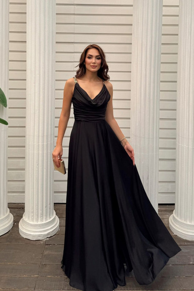 Sindimoda Pera Zincir Detay Saten Abiye 2005