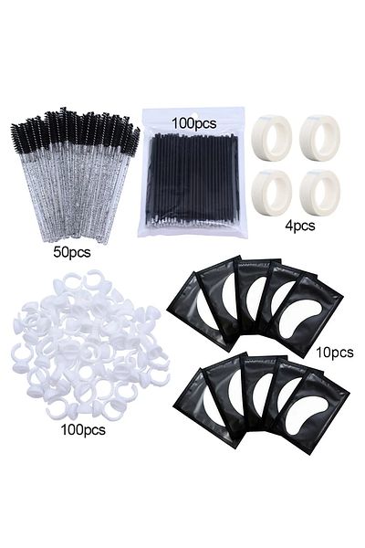 Choice1 black 264Pcs Eyelash Extension Tools Set Micro Eyelash Brushes Adhensive Tape Glue Ring Holder Under
