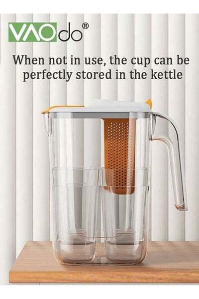 VAODO 5PCS Large Water Filter Pitcher for Tea with 1 Stream Filter 4 Cup Capacity BPA Free White