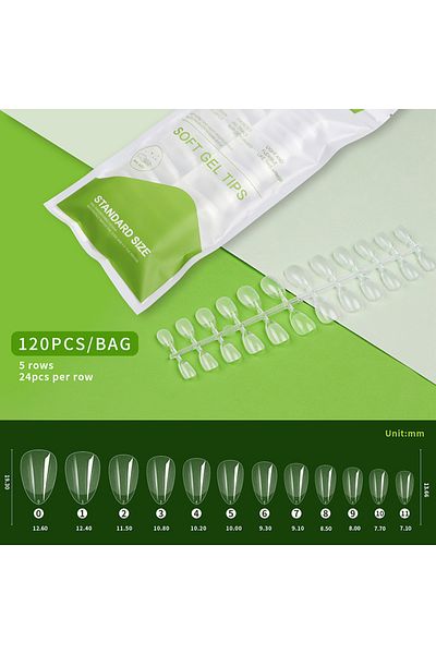 Choice 120pcs 07 120pcs/bag Ballet False Nail Fully Transparent Acrylic Nails Set Press on Nails Tips Mixed