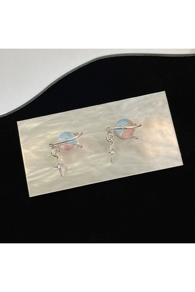 Choice style 01 2023 New Round Woman Earrings Planet Girl Cat Eye Personality Hundred Match Earrings Engage