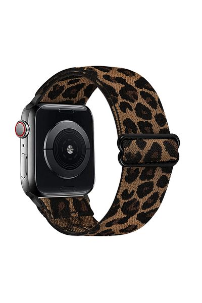 Choice 42 44 45 49 Leopard Stretchy Nylon Watch Band Compatible With iWatch Adjustable Leopard Strap For A