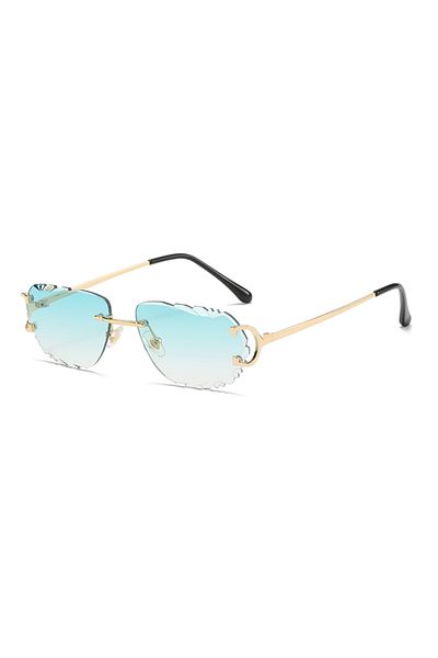 Choice GREEN C4 Retro Sunglasses For Men And Women High-End Frameless Fashion UV400 Irregular Cut Lenses Wo