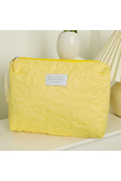 Choice yellow Embroidery Large-Capacity Cosmetic Bag Waterproof Portable Storage Bag Travel Makeup Pouch