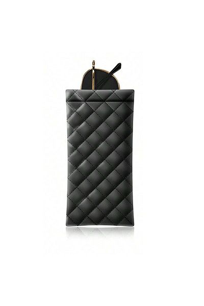 Choice 1pc Black Portable Squeeze Eyeglasses Case - PU Leather Soft Sunglasses Bag Pouch, Pocket Mobile Pho