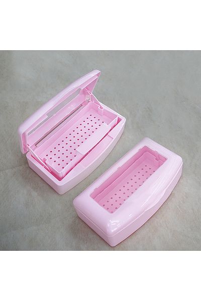 Choice Pink Nail Art Tool Sterilizer Tray, Clean Sterilizing Box Storage Organizer for Tweezers, Cuticle Ni