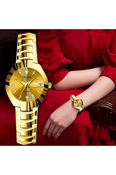 Choice Ms Gold ORUSS Couple Watch Waterproof Casual Fashion Women Men Quartz Watches Ladies Stainless Date