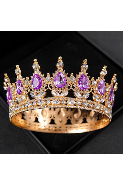 Choice Purple Baroque Crystal Tiaras And Crowns Rhinestone Prom Diadem Headband Crown Bridal Wedding Hair A