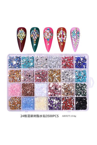 Choice 01 3500pcs/Boxed Resin Rhinestones For Nails Supper Glitter Fluorescence AB Flat Bottom Drill DIY De