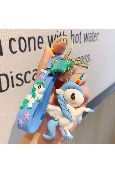 Choice 1 Cartoon Rainbow Horse Key Ring Cute Unicorn Car Keychain Pendant Fashion Creative Trend Bag Penda.