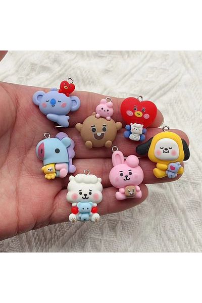 Choice COLOR 1 10Pcs Cartoon Animal Resin Charms Kawaii DIY Decor Accessories Earring KeyChain Necklace Tri