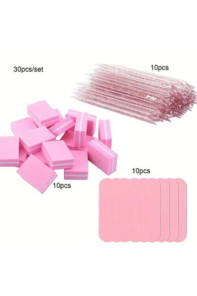 Choice 10 pieces each [30pcs Nail Art Kit Essentials] 30pcs Pink Nail Art Kit - Disposable Mini Nail File,