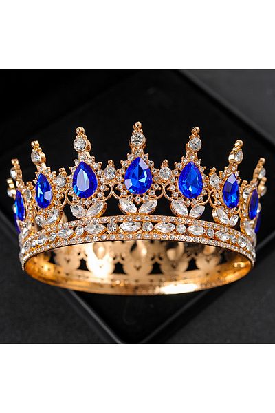 Choice Blue Baroque Crystal Tiaras And Crowns Rhinestone Prom Diadem Headband Crown Bridal Wedding Hair Acc