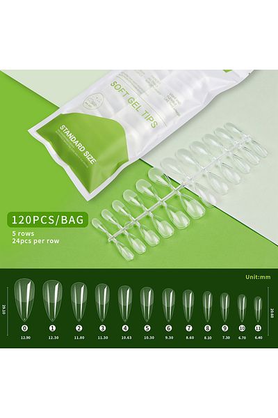 Choice 120pcs 11 120pcs/bag Ballet False Nail Fully Transparent Acrylic Nails Set Press on Nails Tips Mixed