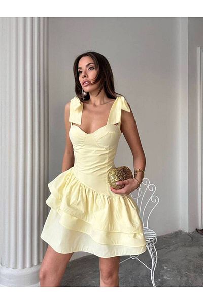 MAXMOOR Freesi̇a Mini Dress 1221 - Yellow