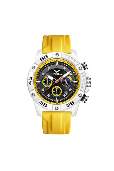 Choice white yellow ONOLA New Fashion Casual Men's Watch Multi functional Fluorescent Tape Waterproof Quart