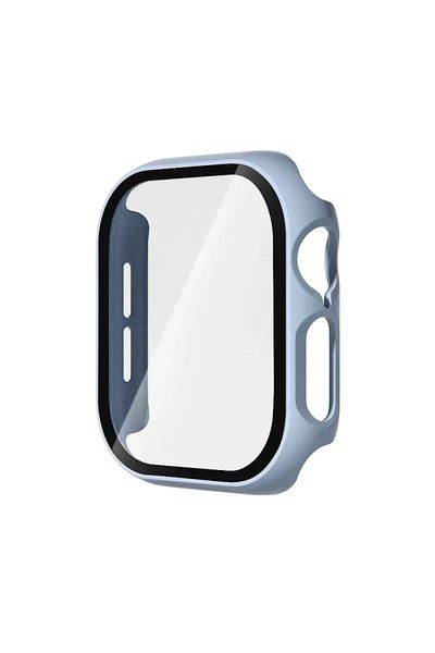 Choice سلسلة 10 46 مم 16 زجاج مقوى أزرق بحري جليدي + غطاء لساعة Apple Watch 10 42 مم 46 مم، واقي صلب غير لامع من البولي كربونات