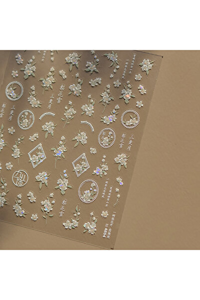 NAILFYOU ملصق أظافر خماسي الأبعاد لاصق على شكل زهرة الخوخ والكمثرى العتيقة TO...