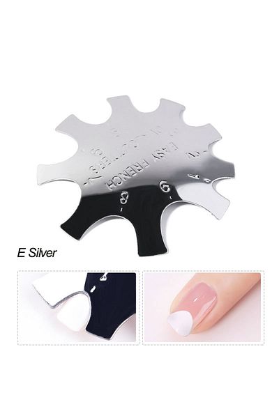 Choice E Silver Pro 12 Style Easy French Smile Cut V Line Edge Trimmer Nail Cutter Almond Design Nail Stenc