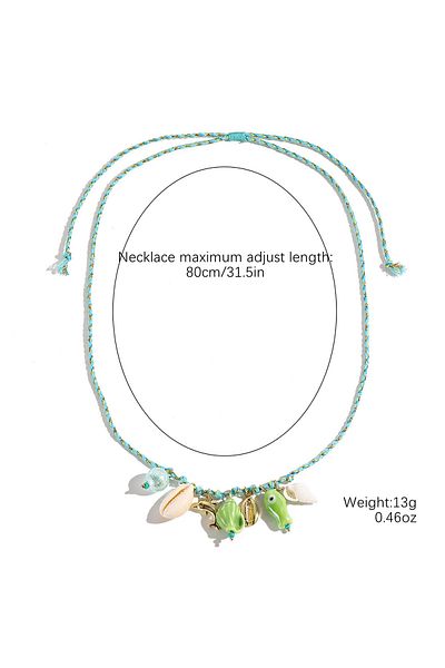 Choice 4 Summer Shell & Starfish Necklace for Kids Girls Colorful Rope Braided Jewelry with Ceramic Fish P.