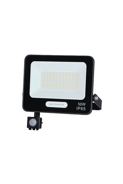 OPTONICA 50W LED floodlight with motion sensor, 4500lm, IP65, 6000K cold light, black, IP65, Optonic